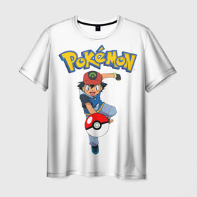 Мужская футболка 3D с принтом Pokemon / Ash Ketchum в Курске, 100% полиэфир | прямой крой, круглый вырез горловины, длина до линии бедер | go | pokemon | го | игра | мультфильм | покемон | эш кетчум
