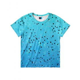 Детская футболка 3D с принтом Синий узор в Курске, 100% гипоаллергенный полиэфир | прямой крой, круглый вырез горловины, длина до линии бедер, чуть спущенное плечо, ткань немного тянется | абстракция | арт | мозайка | рисунок | синий | текстура | узоры