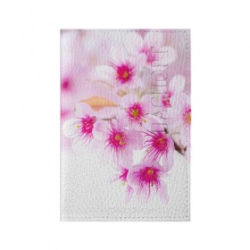 Обложка для паспорта матовая кожа с принтом Цветы в Курске, натуральная матовая кожа | размер 19,3 х 13,7 см; прозрачные пластиковые крепления | Тематика изображения на принте: женская | природа | растения | розовый | цветок | цветы