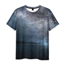 Мужская футболка 3D с принтом Звездное небо в Курске, 100% полиэфир | прямой крой, круглый вырез горловины, длина до линии бедер | вселенная | галактика | звезды | небо | ночь
