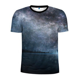 Мужская футболка 3D спортивная с принтом Звездное небо в Курске, 100% полиэстер с улучшенными характеристиками | приталенный силуэт, круглая горловина, широкие плечи, сужается к линии бедра | вселенная | галактика | звезды | небо | ночь