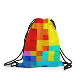 Рюкзак-мешок 3D с принтом Pixel-Fon в Курске, 100% полиэстер | плотность ткани — 200 г/м2, размер — 35 х 45 см; лямки — толстые шнурки, застежка на шнуровке, без карманов и подкладки | кубики | пиксель | разноцветный | текстура | яркий