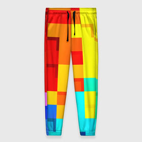 Женские брюки 3D с принтом Pixel-Fon в Курске, полиэстер 100% | прямой крой, два кармана без застежек по бокам, с мягкой трикотажной резинкой на поясе и по низу штанин. В поясе для дополнительного комфорта — широкие завязки | кубики | пиксель | разноцветный | текстура | яркий