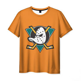 Мужская футболка 3D с принтом Анахайм в Курске, 100% полиэфир | прямой крой, круглый вырез горловины, длина до линии бедер | Тематика изображения на принте: anaheim | ducks | nhl | дакс | нхл | хоккей