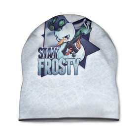 Шапка 3D с принтом Stay Frosty в Курске, 100% полиэстер | универсальный размер, печать по всей поверхности изделия | community stickers | counter strike | cs | cs go | будь начеку | снеговик