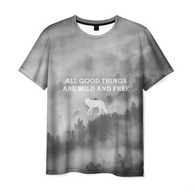Мужская футболка 3D с принтом лес в Курске, 100% полиэфир | прямой крой, круглый вырез горловины, длина до линии бедер | горы | лес | море | охота | приключения | природа | рыбалка | свобода | скалы | туман | туризм | экстрим