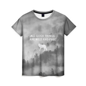 Женская футболка 3D с принтом лес в Курске, 100% полиэфир ( синтетическое хлопкоподобное полотно) | прямой крой, круглый вырез горловины, длина до линии бедер | горы | лес | море | охота | приключения | природа | рыбалка | свобода | скалы | туман | туризм | экстрим