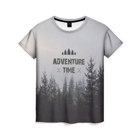 Женская футболка 3D с принтом лес в Курске, 100% полиэфир ( синтетическое хлопкоподобное полотно) | прямой крой, круглый вырез горловины, длина до линии бедер | горы | лес | море | охота | приключения | природа | рыбалка | свобода | скалы | туман | туризм | экстрим