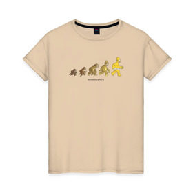 Женская футболка хлопок с принтом Эволюция Гомера в Курске, 100% хлопок | прямой крой, круглый вырез горловины, длина до линии бедер, слегка спущенное плечо | homer simpson | the simpsons | гомер | симпсоны | эволюция