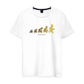 Мужская футболка хлопок с принтом Эволюция Гомера в Курске, 100% хлопок | прямой крой, круглый вырез горловины, длина до линии бедер, слегка спущенное плечо. | homer simpson | the simpsons | гомер | симпсоны | эволюция