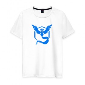Мужская футболка хлопок с принтом TEAM MYSTIC в Курске, 100% хлопок | прямой крой, круглый вырез горловины, длина до линии бедер, слегка спущенное плечо. | Тематика изображения на принте: покемон го