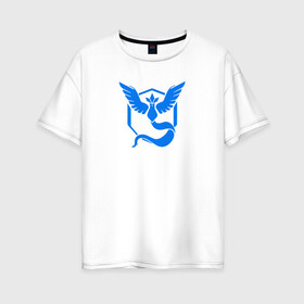 Женская футболка хлопок Oversize с принтом TEAM MYSTIC в Курске, 100% хлопок | свободный крой, круглый ворот, спущенный рукав, длина до линии бедер
 | Тематика изображения на принте: покемон го