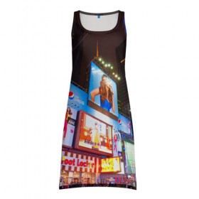 Платье-майка 3D с принтом Авеню стрит в Курске, 100% полиэстер | полуприлегающий силуэт, широкие бретели, круглый вырез горловины, удлиненный подол сзади. | америка | город | европа | китай | красота | новинки | ночь | огонь | пейзаж | свет