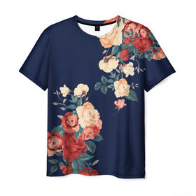 Мужская футболка 3D с принтом Fashion flowers в Курске, 100% полиэфир | прямой крой, круглый вырез горловины, длина до линии бедер | fashion | flower | мода | фэшн | цветы