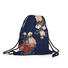 Рюкзак-мешок 3D с принтом Fashion flowers в Курске, 100% полиэстер | плотность ткани — 200 г/м2, размер — 35 х 45 см; лямки — толстые шнурки, застежка на шнуровке, без карманов и подкладки | fashion | flower | мода | фэшн | цветы