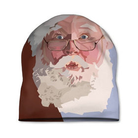 Шапка 3D с принтом Санта Клаус в стиле WPAP в Курске, 100% полиэстер | универсальный размер, печать по всей поверхности изделия | Тематика изображения на принте: веселье | дед мороз | новый год | праздник | санта