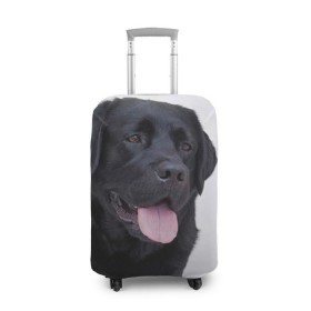 Чехол для чемодана 3D с принтом Черный лабрадор в Курске, 86% полиэфир, 14% спандекс | двустороннее нанесение принта, прорези для ручек и колес | большая | золотистый | лабрадор | лабрадоры | палевый | песик | ретривер | собака | собаки