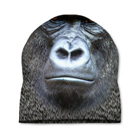 Шапка 3D с принтом Взгляд в Курске, 100% полиэстер | универсальный размер, печать по всей поверхности изделия | взгляд | голова | животные | обезьяна | природа