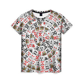 Женская футболка 3D с принтом Игральные карты 3 в Курске, 100% полиэфир ( синтетическое хлопкоподобное полотно) | прямой крой, круглый вырез горловины, длина до линии бедер | карты | настольные игры | пасьянс | покер