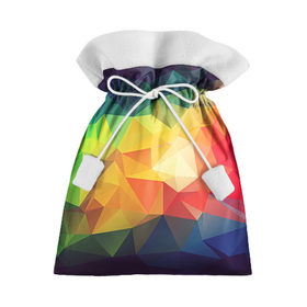 Подарочный 3D мешок с принтом Радужный LOY POLY в Курске, 100% полиэстер | Размер: 29*39 см | Тематика изображения на принте: радуга | треугольники | цвет | ярко
