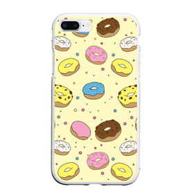 Чехол для iPhone 7Plus/8 Plus матовый с принтом Сладкие пончики в Курске, Силикон | Область печати: задняя сторона чехла, без боковых панелей | булочки | гомер симпсон | еда | пончики | сладости