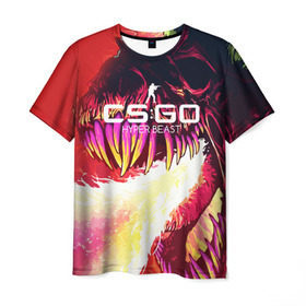 Мужская футболка 3D с принтом cs:go - Hyper Beast style (Скоростной зверь) в Курске, 100% полиэфир | прямой крой, круглый вырез горловины, длина до линии бедер | beast | cs | csgo | hyper | го | зверь | кс | скоростной