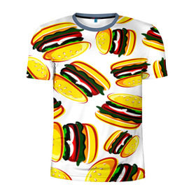 Мужская футболка 3D спортивная с принтом Гамбургер в Курске, 100% полиэстер с улучшенными характеристиками | приталенный силуэт, круглая горловина, широкие плечи, сужается к линии бедра | Тематика изображения на принте: fast food | фастфуд