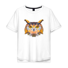 Мужская футболка хлопок Oversize с принтом Полигональная сова в Курске, 100% хлопок | свободный крой, круглый ворот, “спинка” длиннее передней части | геометрический рисунок | голова | сова