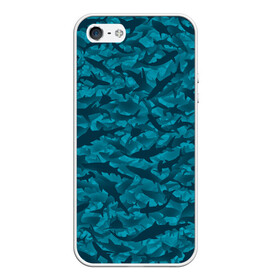 Чехол для iPhone 5/5S матовый с принтом Акулы в Курске, Силикон | Область печати: задняя сторона чехла, без боковых панелей | камуфляж | море | океан | рыба | рыбак | рыбалка
