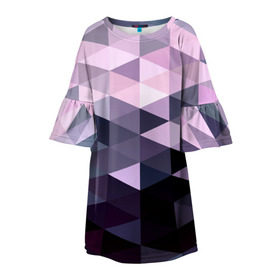 Детское платье 3D с принтом Pixel Polygon в Курске, 100% полиэстер | прямой силуэт, чуть расширенный к низу. Круглая горловина, на рукавах — воланы | геометрия | полигоны | треугольник