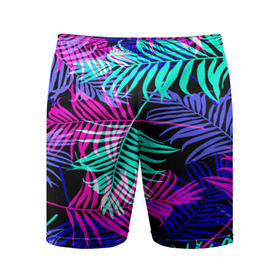 Мужские шорты 3D спортивные с принтом Hawaii ? в Курске,  |  | листья | паттерн | разноцветный | тропики | яркий