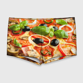 Мужские купальные плавки 3D с принтом Пицца в Курске, Полиэстер 85%, Спандекс 15% |  | Тематика изображения на принте: базилик | еда | зелень | маслины | оливки | пицца | помидоры