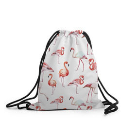 Рюкзак-мешок 3D с принтом Узор из фламинго в Курске, 100% полиэстер | плотность ткани — 200 г/м2, размер — 35 х 45 см; лямки — толстые шнурки, застежка на шнуровке, без карманов и подкладки | животные | мозаика | птицы | узор | фауна | фламинго