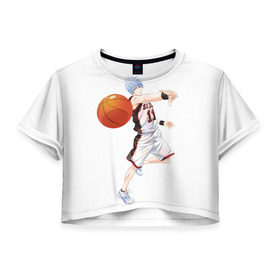 Женская футболка 3D укороченная с принтом Майка, баскетбол Куроку в Курске, 100% полиэстер | круглая горловина, длина футболки до линии талии, рукава с отворотами | 