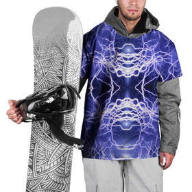Накидка на куртку 3D с принтом Static Electricity в Курске, 100% полиэстер |  | static electricity | белый | молнии | разряд | синий | статическое электричество | фиолетовый | чёрный