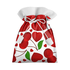 Подарочный 3D мешок с принтом сердце и вишня в Курске, 100% полиэстер | Размер: 29*39 см | Тематика изображения на принте: вишня | сердце