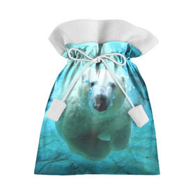 Подарочный 3D мешок с принтом медведь в Курске, 100% полиэстер | Размер: 29*39 см | медведь | пловец