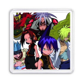 Магнит 55*55 с принтом Shaman King в Курске, Пластик | Размер: 65*65 мм; Размер печати: 55*55 мм | Тематика изображения на принте: shaman king | король шаманов