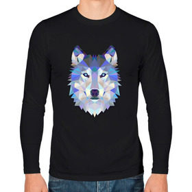 Мужской лонгслив хлопок с принтом Полигональный волк в Курске, 100% хлопок |  | волк | геометрический рисунок | голова | животные | фауна