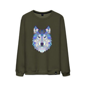 Мужской свитшот хлопок с принтом Полигональный волк в Курске, 100% хлопок |  | волк | геометрический рисунок | голова | животные | фауна
