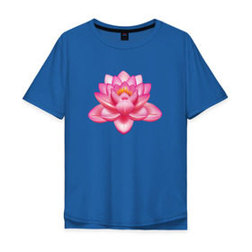 Мужская футболка хлопок Oversize с принтом Индийский Лотос в Курске, 100% хлопок | свободный крой, круглый ворот, “спинка” длиннее передней части | Тематика изображения на принте: индийский | йога | лотос | цветок