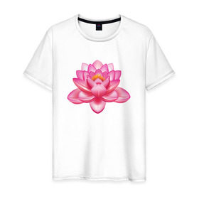 Мужская футболка хлопок с принтом Индийский Лотос в Курске, 100% хлопок | прямой крой, круглый вырез горловины, длина до линии бедер, слегка спущенное плечо. | индийский | йога | лотос | цветок