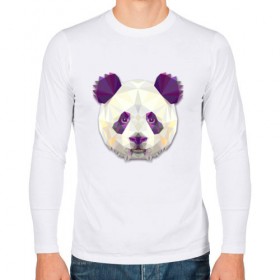 Мужской лонгслив хлопок с принтом Полигональная панда в Курске, 100% хлопок |  | Тематика изображения на принте: геометрический рисунок | голова | животные | панда | фауна