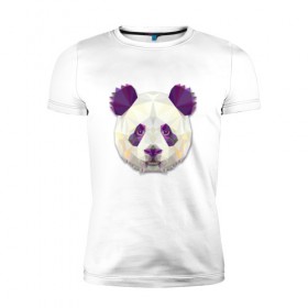Мужская футболка премиум с принтом Полигональная панда в Курске, 92% хлопок, 8% лайкра | приталенный силуэт, круглый вырез ворота, длина до линии бедра, короткий рукав | геометрический рисунок | голова | животные | панда | фауна