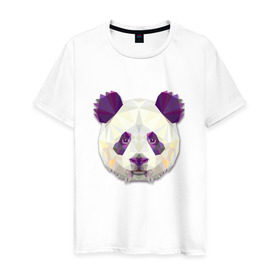 Мужская футболка хлопок с принтом Полигональная панда в Курске, 100% хлопок | прямой крой, круглый вырез горловины, длина до линии бедер, слегка спущенное плечо. | Тематика изображения на принте: геометрический рисунок | голова | животные | панда | фауна
