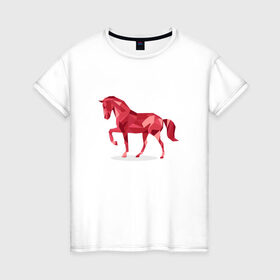 Женская футболка хлопок с принтом Геометрическая лошадь в Курске, 100% хлопок | прямой крой, круглый вырез горловины, длина до линии бедер, слегка спущенное плечо | 