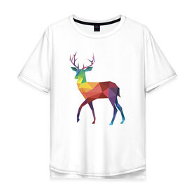 Мужская футболка хлопок Oversize с принтом Геометрический олень в Курске, 100% хлопок | свободный крой, круглый ворот, “спинка” длиннее передней части | Тематика изображения на принте: геометрический рисунок | животные | олень | фауна