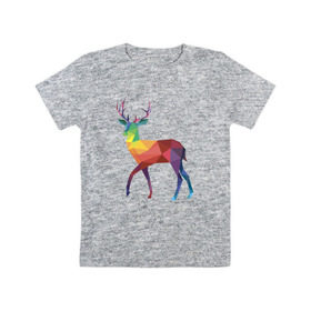 Детская футболка хлопок с принтом Геометрический олень в Курске, 100% хлопок | круглый вырез горловины, полуприлегающий силуэт, длина до линии бедер | геометрический рисунок | животные | олень | фауна
