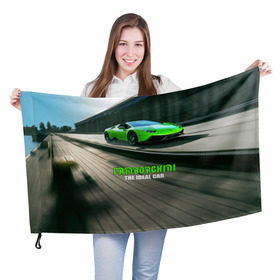 Флаг 3D с принтом Lamborghini в Курске, 100% полиэстер | плотность ткани — 95 г/м2, размер — 67 х 109 см. Принт наносится с одной стороны | car | green | huracan | lamborghini | novitec | speed | spyder | supercar | torado | авто | автомобиль | машина