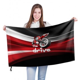 Флаг 3D с принтом The drive в Курске, 100% полиэстер | плотность ткани — 95 г/м2, размер — 67 х 109 см. Принт наносится с одной стороны | гонка | драйв | мото | мотогонки | мотоспорт | мотоцикл | скорость